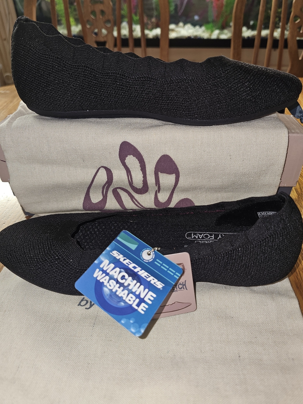 Skechers Cleo 2.0 Black Knit Ballet Flat - Size 6.5M Brand New In Box